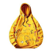 Load image into Gallery viewer, Mens Casual Hoodie Sweatshirt Vintage Yellow Painted Style Hip Hop Creativity Streetwear Men Hooded Sweatshirt Streetwear Loose Hoodies Letter Printing Hoody