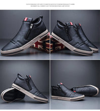 Load image into Gallery viewer, Mens Casual Winter Warm Ankle Boots Fashion Snow Boots Outdoor Footwear Black Sneakers Men's Leather Lined Warm Anti-slip Outdoor Work Shoes
