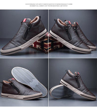 Load image into Gallery viewer, Mens Casual Winter Warm Ankle Boots Fashion Snow Boots Outdoor Footwear Black Sneakers Men's Leather Lined Warm Anti-slip Outdoor Work Shoes