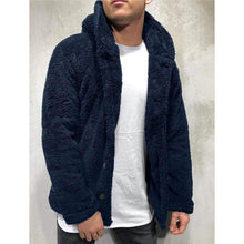 Load image into Gallery viewer, Men's Fuzzy Sherpa Hooded Solid Coat