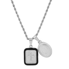 Load image into Gallery viewer, Men's Our Lady of Guadalupe and Black Enamel Dog Tag Pendant