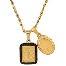 Load image into Gallery viewer, Men's Our Lady of Guadalupe and Black Enamel Dog Tag Pendant
