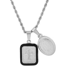 Load image into Gallery viewer, Men's Our Lady of Guadalupe and Black Enamel Dog Tag Pendant