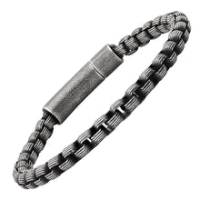 Load image into Gallery viewer, Men's Oxidized Stainless Steel Round Box Chain Bracelet
