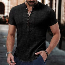 Load image into Gallery viewer, Men's Popover Shirt Short Sleeve Plain V Neck