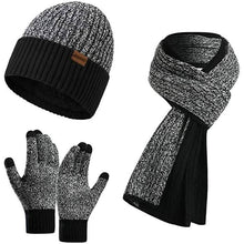 Load image into Gallery viewer, Men's Scarf and Beanie Hat Themal Gloves Set