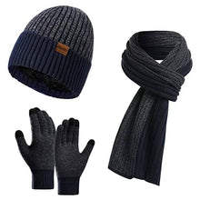 Load image into Gallery viewer, Men's Scarf and Beanie Hat Themal Gloves Set