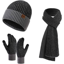 Load image into Gallery viewer, Men's Scarf and Beanie Hat Themal Gloves Set