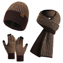Load image into Gallery viewer, Men's Scarf and Beanie Hat Themal Gloves Set