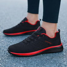 Load image into Gallery viewer, Mens Sport Running Sneakers Fashion Men Casual Shoes Breathable Shoes Walking Sneakers Men's Tennis Black Sneakers Trainers Mesh Flat Breathable Summer Walking Beach Mesh Design