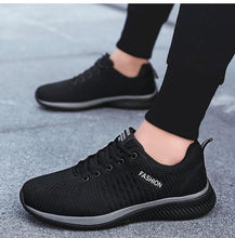 Load image into Gallery viewer, Mens Sport Running Sneakers Fashion Men Casual Shoes Breathable Shoes Walking Sneakers Men's Tennis Black Sneakers Trainers Mesh Flat Breathable Summer Walking Beach Mesh Design