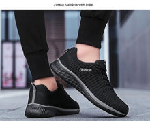 Load image into Gallery viewer, Mens Sport Running Sneakers Fashion Men Casual Shoes Breathable Shoes Walking Sneakers Men's Tennis Black Sneakers Trainers Mesh Flat Breathable Summer Walking Beach Mesh Design