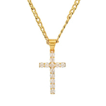 Load image into Gallery viewer, Men's Stainless Steel And Simulated Diamonds Cross Pendant