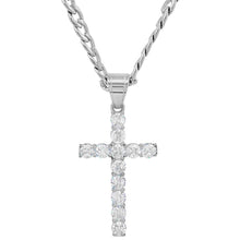 Load image into Gallery viewer, Men's Stainless Steel And Simulated Diamonds Cross Pendant