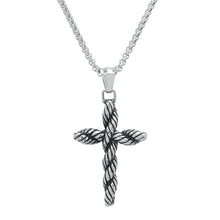 Load image into Gallery viewer, Men's Stainless Steel Twisted Rope Cross Pendant