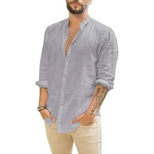 Load image into Gallery viewer, Mens Summer Casual Long Sleeve Cotton Linen T-Shirt