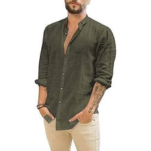 Load image into Gallery viewer, Mens Summer Casual Long Sleeve Cotton Linen T-Shirt