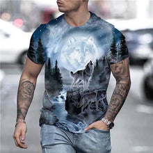 Load image into Gallery viewer, Men's T-Shirt 3D Animal Print Short Sleeve Daily Tops Streetwear Exaggerated Rainbow
