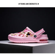 Load image into Gallery viewer, Mens Womens Sandals Hole Shoes Rubber Clogs Couple Garden Shoes Color Printing Air Cushion Beach Sandals Unisex Garden Clogs Lightweight Slip On Women Men Beach Sandals Water Shoes