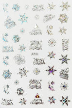 Load image into Gallery viewer, Merry Christmas Nail Art Decals Decoration Self Adhesive Nail Art Stickers Manicure Design White Snow Sticker for Nail Design Xmas Gift Nails Snowflake Nail Art Stickers Decals Christmas Nail 3D Self Adhesive Nail Stickers for Acrylic Nails Snowflake