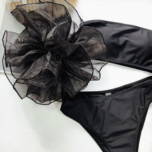 Load image into Gallery viewer, Mesh Ruffle Swimsuit Female Bikini Strapless Swimwear Women High Waist Bikini Set Black Pink Bathing Suit Women Ruffle Bikini Yellow Swimsuit Two Piece Flounce Bathing Suit Set