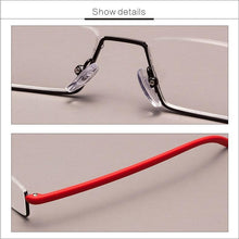 Load image into Gallery viewer, Metal Anti Blue Light Reading Glasses Men Half Frame Prescription Eyeglasses Male Eyewear With Case For Men And Women Unisex Stylish Eyeglasses Glasses Clear Lens +1.75
