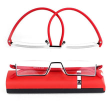 Load image into Gallery viewer, Metal Anti Blue Light Reading Glasses Men Half Frame Prescription Eyeglasses Male Eyewear With Case For Men And Women Unisex Stylish Eyeglasses Glasses Clear Lens +1.75