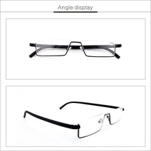 Load image into Gallery viewer, Metal Anti Blue Light Reading Glasses Men Half Frame Prescription Eyeglasses Male Eyewear With Case For Men And Women Unisex Stylish Eyeglasses Glasses Clear Lens +1.75