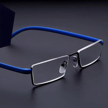 Load image into Gallery viewer, Metal Anti Blue Light Reading Glasses Men Half Frame Prescription Eyeglasses Male Eyewear With Case For Men And Women Unisex Stylish Eyeglasses Glasses Clear Lens +1.75