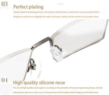 Load image into Gallery viewer, Metal Anti Blue Light Reading Glasses Men Half Frame Prescription Eyeglasses Male Eyewear With Case For Men And Women Unisex Stylish Eyeglasses Glasses Clear Lens +1.75