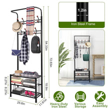 Load image into Gallery viewer, Metal Entryway Coat Shoe Rack
