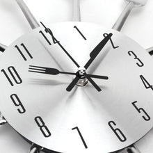 Load image into Gallery viewer, Metal Kitchen Wall Clock Creative Kitchen Wall Clock 3D Modern Creative Kitchen Cutlery Spoon Fork Time Like Wall Clock Wall Sticker Room Home Decoration Quartz Wall Art Cutlery Mounted Clocks Modern Design Home Decorative