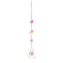 Load image into Gallery viewer, Metallic Hoop Moon Sun Catcher Hanging Crystal Pendant Chandelier Lamps Light Crystals Glass Pendants Light Rainbow Maker Wind Chime Hanging Drop Gift of Good Luck Garden Decor Hanging Ornament For Home Decoration
