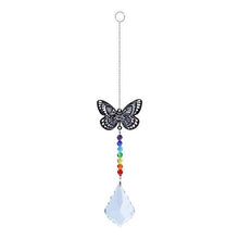 Load image into Gallery viewer, Metallic Hoop Moon Sun Catcher Hanging Crystal Pendant Chandelier Lamps Light Crystals Glass Pendants Light Rainbow Maker Wind Chime Hanging Drop Gift of Good Luck Garden Decor Hanging Ornament For Home Decoration