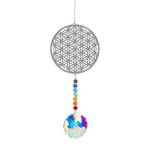 Load image into Gallery viewer, Metallic Hoop Moon Sun Catcher Hanging Crystal Pendant Chandelier Lamps Light Crystals Glass Pendants Light Rainbow Maker Wind Chime Hanging Drop Gift of Good Luck Garden Decor Hanging Ornament For Home Decoration