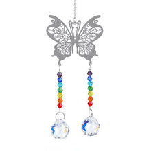 Load image into Gallery viewer, Metallic Hoop Moon Sun Catcher Hanging Crystal Pendant Chandelier Lamps Light Crystals Glass Pendants Light Rainbow Maker Wind Chime Hanging Drop Gift of Good Luck Garden Decor Hanging Ornament For Home Decoration