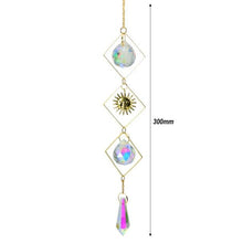 Load image into Gallery viewer, Metallic Hoop Moon Sun Catcher Hanging Crystal Pendant Chandelier Lamps Light Crystals Glass Pendants Light Rainbow Maker Wind Chime Hanging Drop Gift of Good Luck Garden Decor Hanging Ornament For Home Decoration