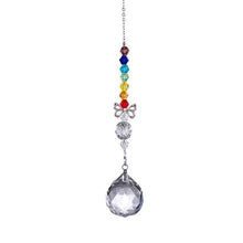 Load image into Gallery viewer, Metallic Hoop Moon Sun Catcher Hanging Crystal Pendant Chandelier Lamps Light Crystals Glass Pendants Light Rainbow Maker Wind Chime Hanging Drop Gift of Good Luck Garden Decor Hanging Ornament For Home Decoration