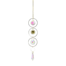 Load image into Gallery viewer, Metallic Hoop Moon Sun Catcher Hanging Crystal Pendant Chandelier Lamps Light Crystals Glass Pendants Light Rainbow Maker Wind Chime Hanging Drop Gift of Good Luck Garden Decor Hanging Ornament For Home Decoration