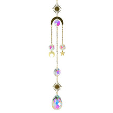 Load image into Gallery viewer, Metallic Hoop Moon Sun Wind Chimes Crystals Sun-catcher Ornament With Chakra Energy K9 Crystal Ball Prisms Hanging Rainbow Chaser Window Curtains Pendant Home Decor Gifts