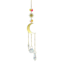 Load image into Gallery viewer, Metallic Hoop Moon Sun Wind Chimes Crystals Sun-catcher Ornament With Chakra Energy K9 Crystal Ball Prisms Hanging Rainbow Chaser Window Curtains Pendant Home Decor Gifts