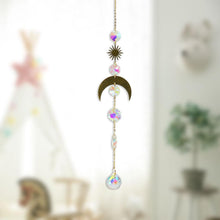 Load image into Gallery viewer, Metallic Hoop Moon Sun Wind Chimes Crystals Sun-catcher Ornament With Chakra Energy K9 Crystal Ball Prisms Hanging Rainbow Chaser Window Curtains Pendant Home Decor Gifts