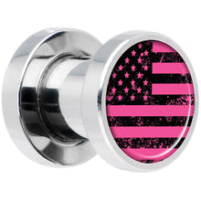 Load image into Gallery viewer, Pink American Flag Steel Screw Fit Plug Set 2G