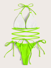 Load image into Gallery viewer, Micro Bikini Crisscross Swimwear Women's Two Piece Swimsuit Bathing Suit Bandage Woman Swimsuit Female Thong Bikinis Set 2 Piece Women Bathing Suit Beachwear