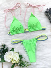 Load image into Gallery viewer, Micro Bikini Set For Women Black Blue Green Pink String Swimwear Women's Halter String Triangle Bikini Set Charming Swimwear Two Piece Swimsuit Women's Swimsuit Push Up Bathers Bathing Suit Bikinis