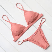 Load image into Gallery viewer, Micro Mini Bikini Swimwear Women Halter Push Up Bikini Set Padded Bra Women's Underwired Triangle Bathing Two Pieces Swimsuit Bikini Set Swimsuit Bandage Swim Suit