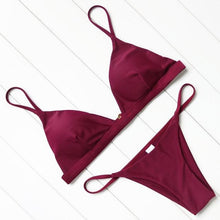 Load image into Gallery viewer, Micro Mini Bikini Swimwear Women Halter Push Up Bikini Set Padded Bra Women's Underwired Triangle Bathing Two Pieces Swimsuit Bikini Set Swimsuit Bandage Swim Suit