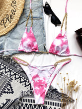 Load image into Gallery viewer, Mini Bikini Tie Dye Swimwear Women Metal Chain Patchwork Bathing suit Triangle Bikinis Women's Swimsuit Women Sparkle Glitter Swimwear Sequin Bikini Shiny String Bra Swimsuit Beach Wear