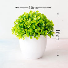 Load image into Gallery viewer, Mini Cute Artificial Bonsai Potted Plastic 15x16cm Friend's Gift Fake Decor with Plastic Pots Fake Flowers Arrangements for Home Decoration