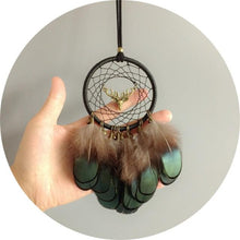 Load image into Gallery viewer, Mini Dream Catcher With Natural Feather Wind Chime Hanging Handmade Lace Feathers Bead Dream Catcher Wind Chimes Hanging Home Room Decoration Car Pendant Ornament Craft Dreamcatcher For Gift Memorial Festival Photography